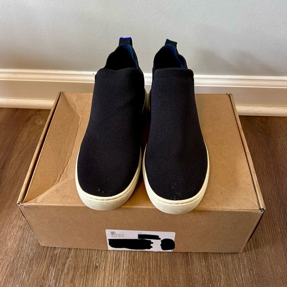 Rothy’s The Chelsea Black Knit Shoes Pull On Ankle High Top Sneaker Women Sz 7.5 - Picture 3 of 4